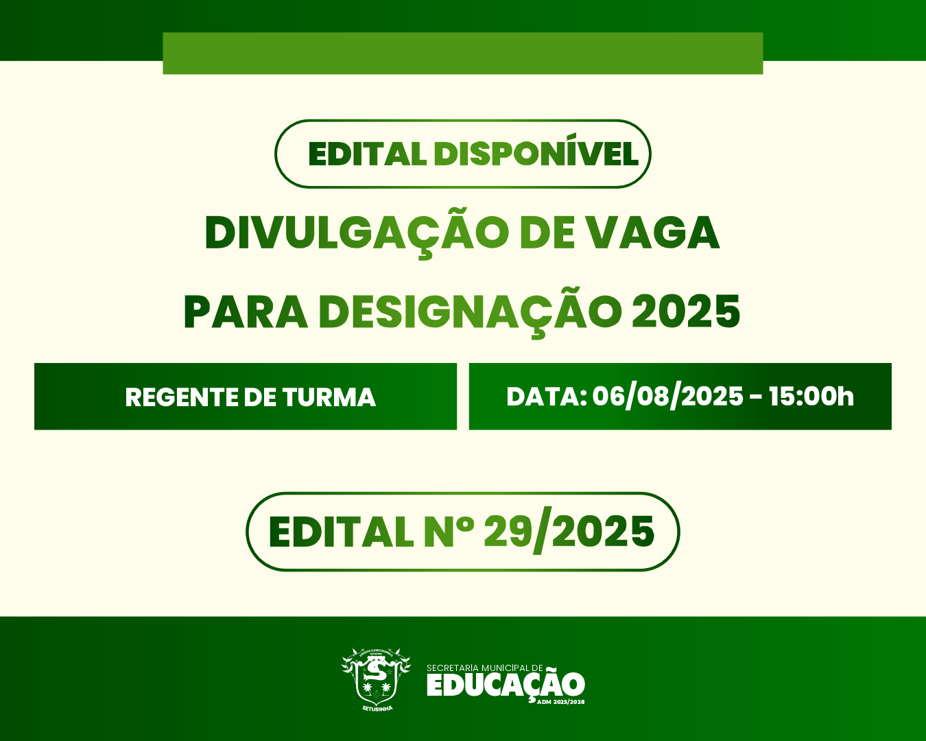 Edital 29 – Divulgação de vaga para contratação