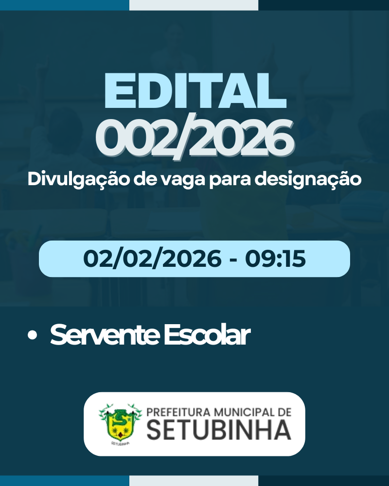 Edital 02/2026 – Divulgação de vaga para contratação
