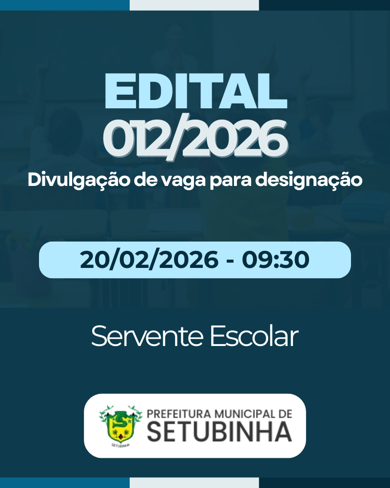 Edital 12/2026 – Divulgação de vaga para contratação