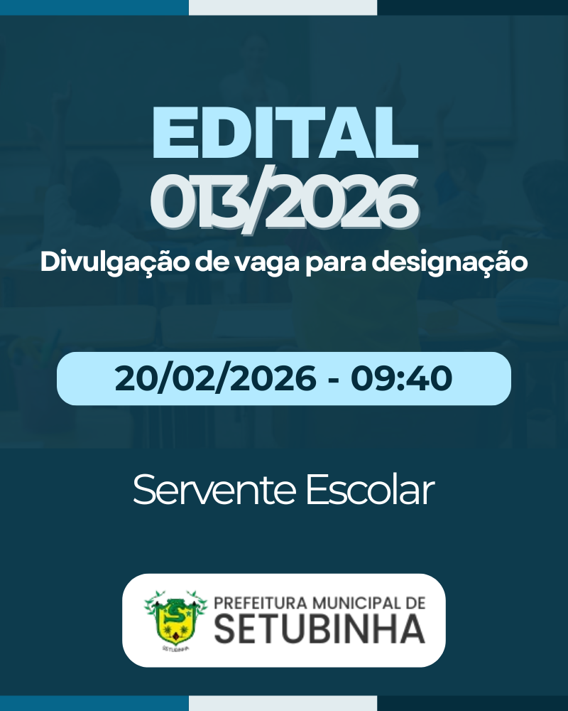 Edital 13/2026 – Divulgação de vaga para contratação