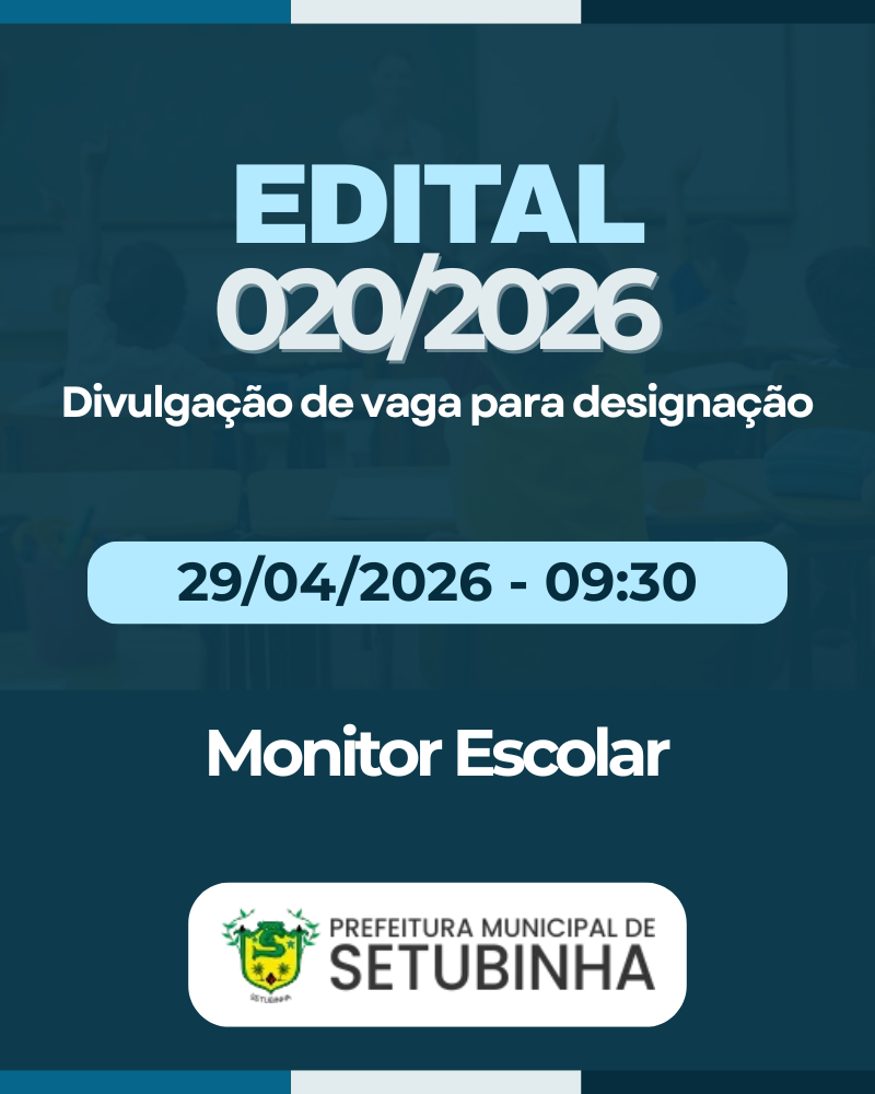 Edital 20/2026 – Divulgação de vaga para contratação