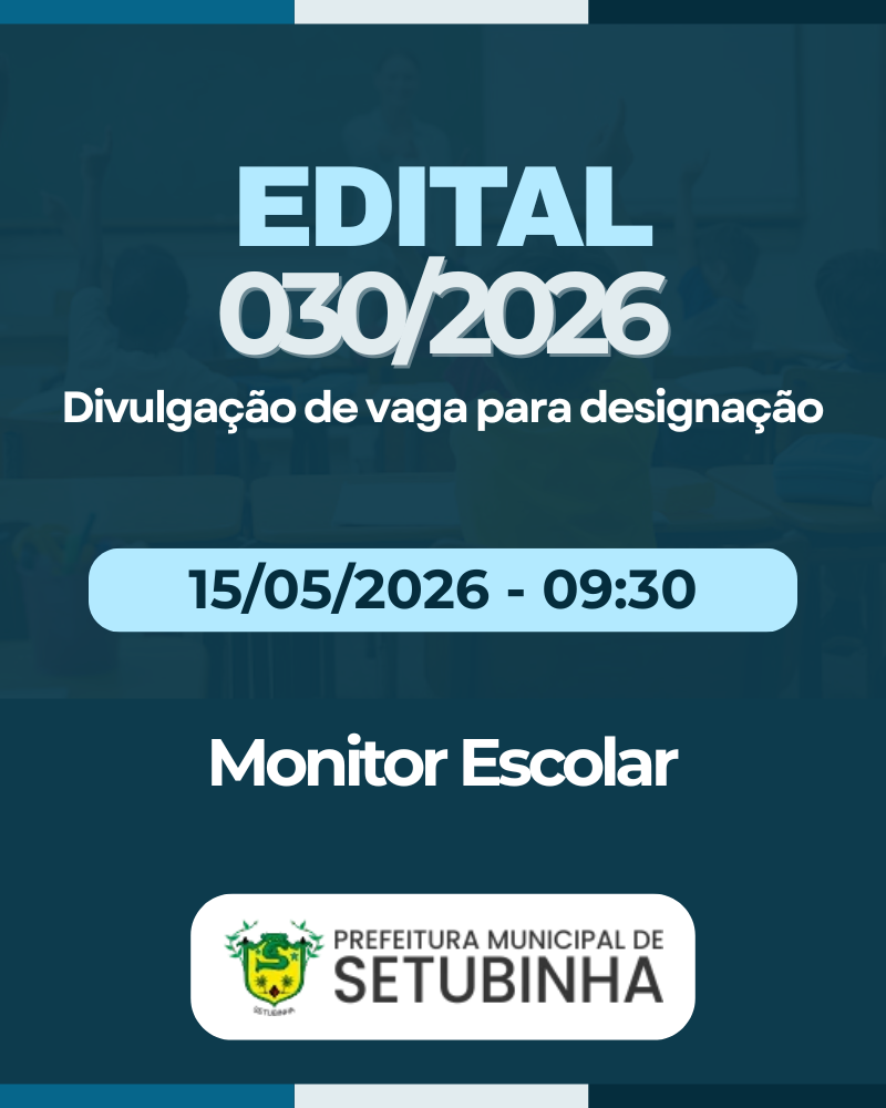Edital 30/2026 – Divulgação de vaga para contratação