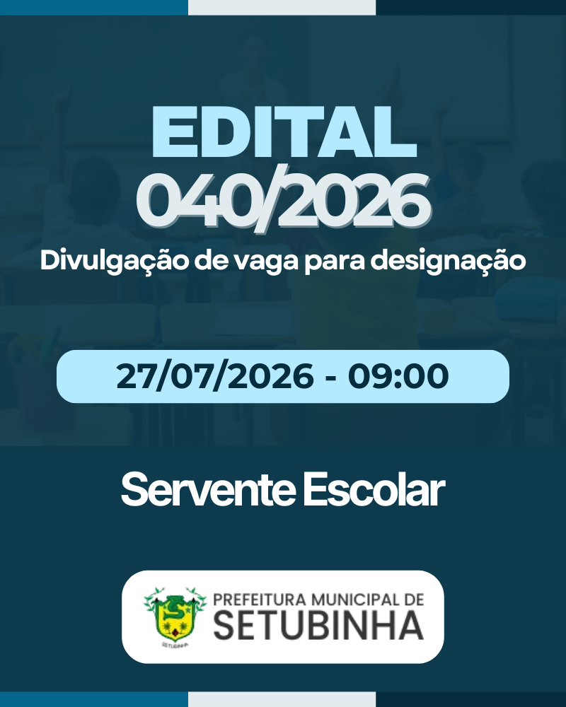 Edital 40/2026 – Divulgação de vaga para contratação