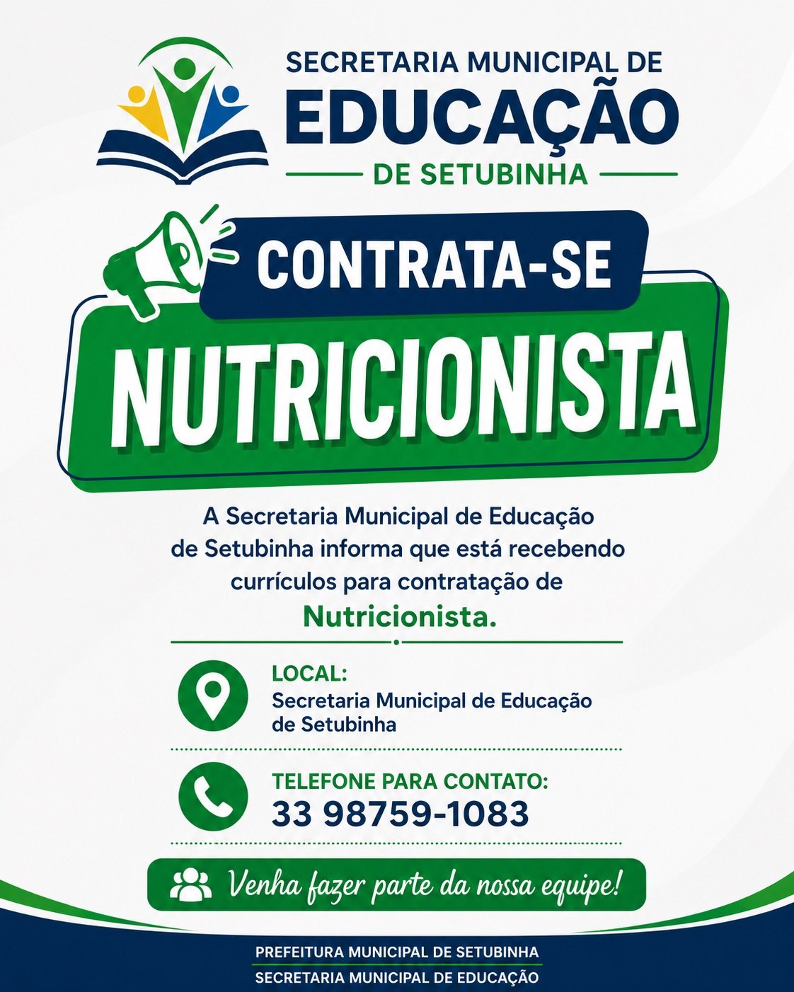 Secretaria Municipal de Educação abre processo para contratação de nutricionista