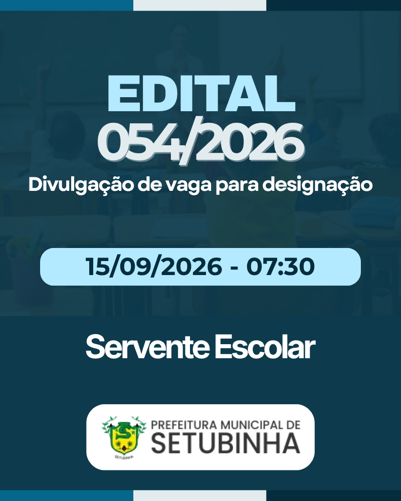 Edital 54/2026 – Divulgação de vaga para contratação